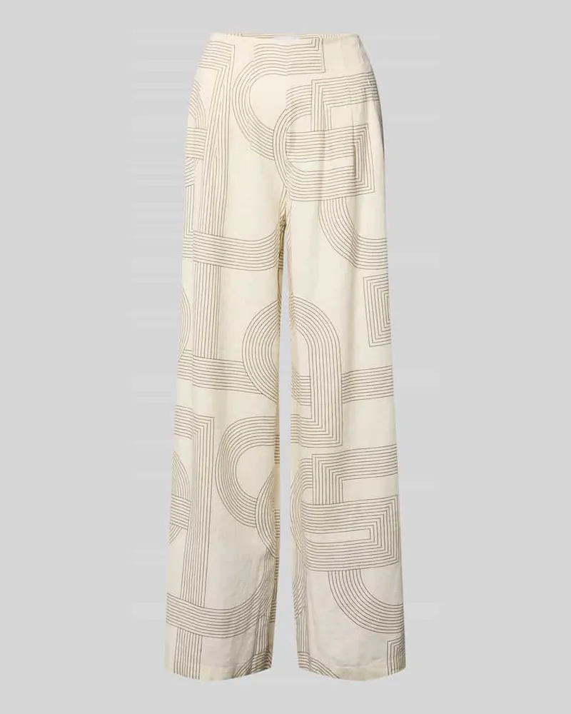COMMA Hose aus Leinen-Elasthan-Mix im Allover-Look Offwhite