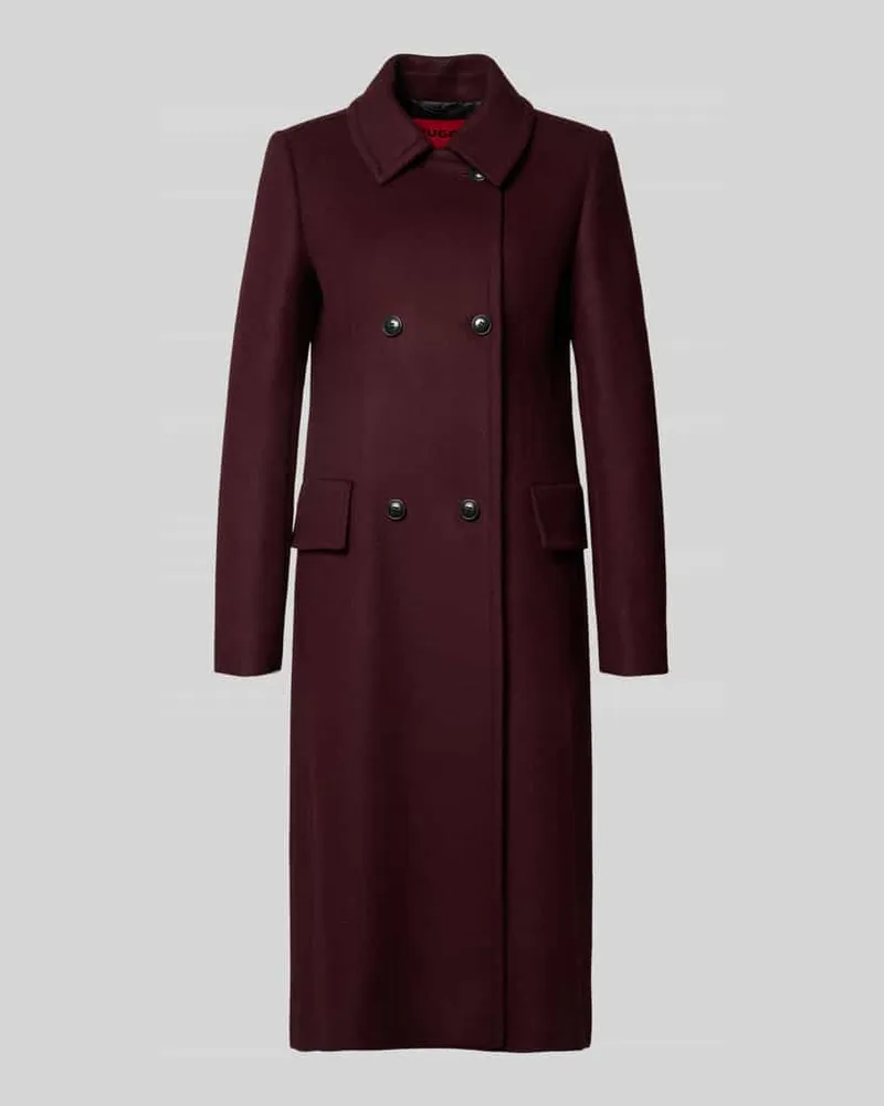 HUGO BOSS Wollmantel Modell 'Medita' mit Zierknöpfen Bordeaux