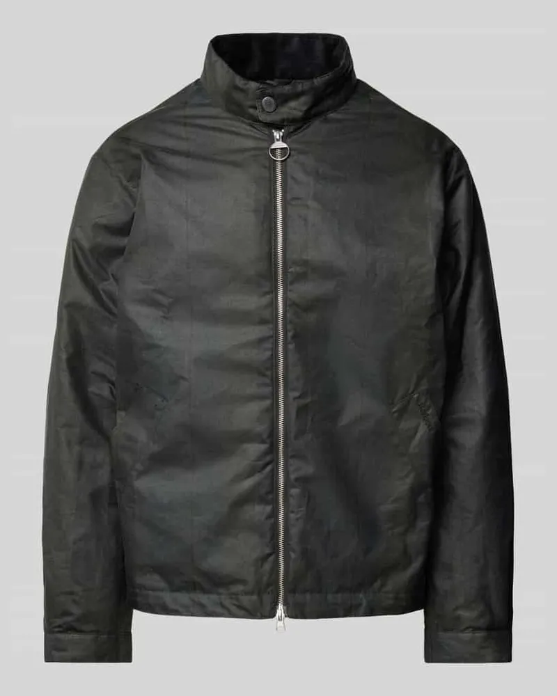 Barbour Jacke mit Zweiwege-Reißverschluss Modell 'Check Harrington Wax Gruen
