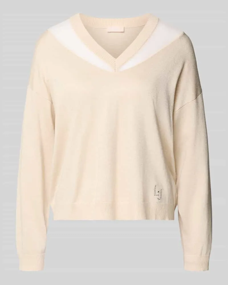 Liu Jo Relaxed Fit Pullover aus Viskose-Mix in Strick-Optik Sand