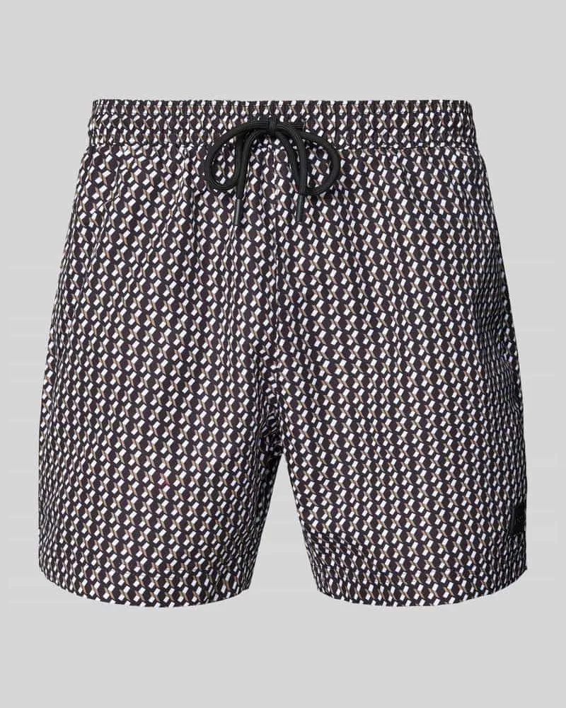 HUGO BOSS Regular Fit Badeshorts mit Label-Badge Modell 'Vibe Black