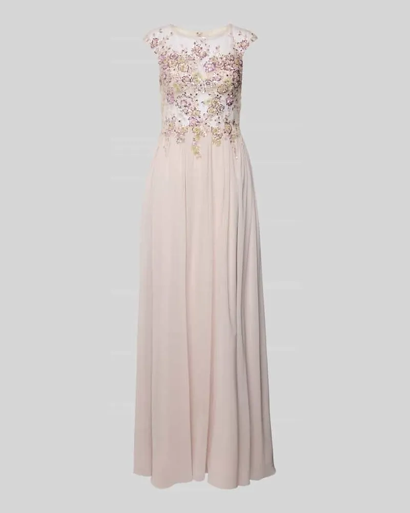 Unique Abendkleid mit Spitzenbesatz Beige