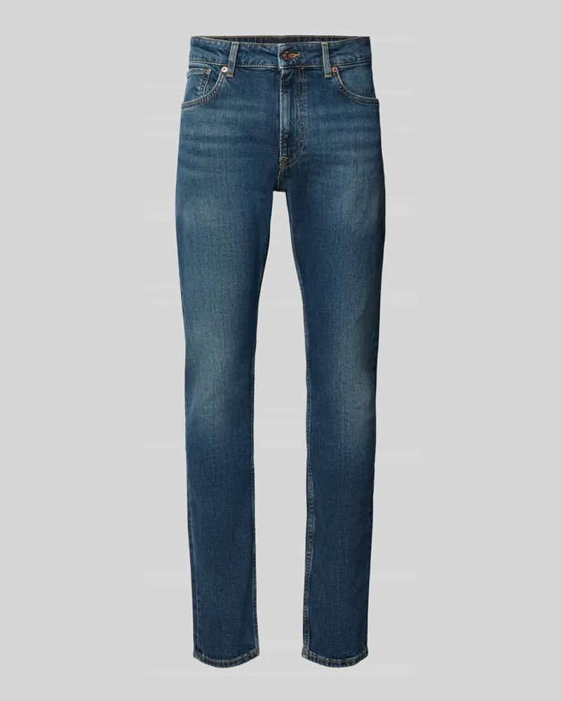 Pepe Jeans Tapered Fit Jeans mit Used Waschung Modell 'Stanley Blau