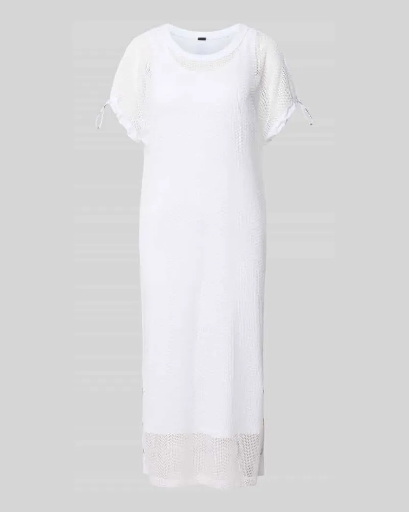 Marc Cain Semitransparentes Midikleid mit Rundhalsausschnitt Weiss
