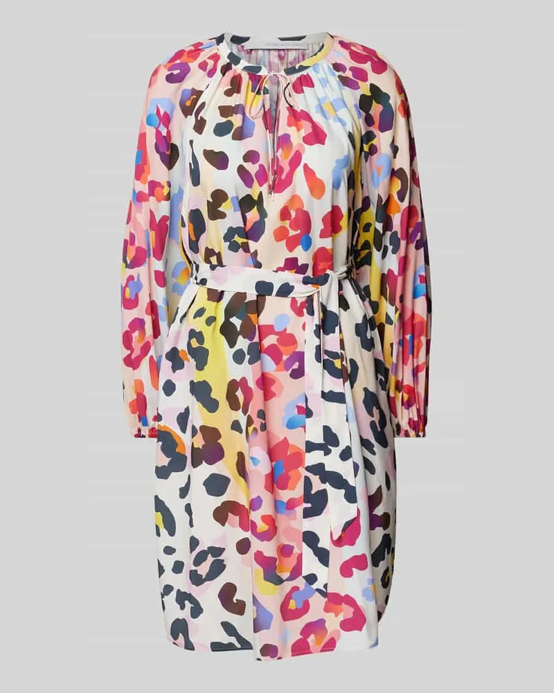 Herzen's Angelegenheit Knielanges Seidenkleid mit Schlüsselloch-Ausschnitt Fuchsia