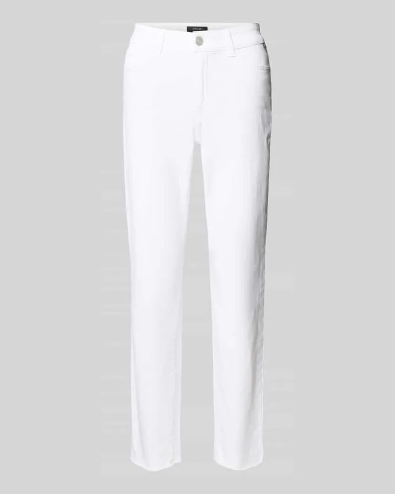 Marc Cain Slim Fit Jeans mit Fransen und Eingrifftaschen Weiss