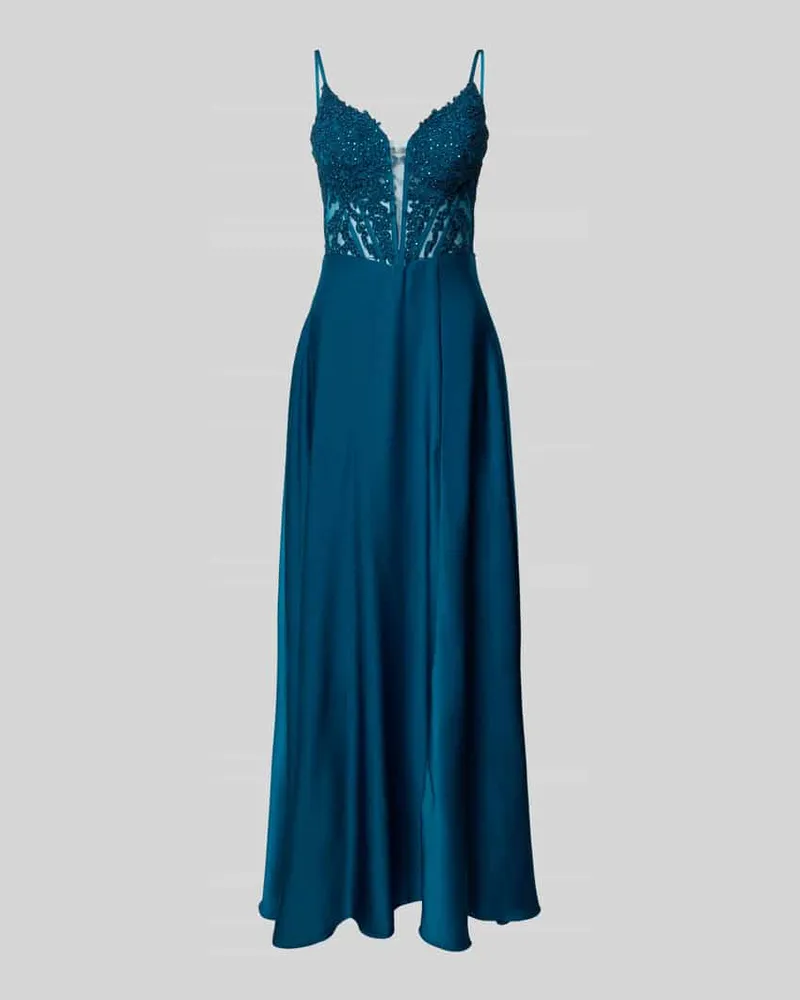 Mascara Abendkleid mit Herz-Ausschnitt Petrol