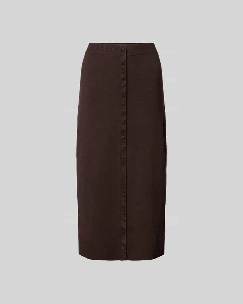 Victoria Beckham Midirock in Strick-Optik Dunkelbraun