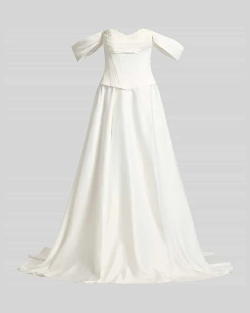 LUXUAR Brautkleid aus Satin mit Drapierungen Offwhite
