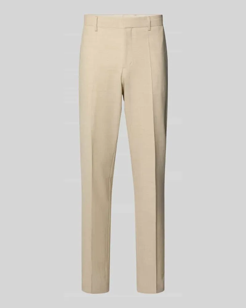 HUGO BOSS Regular Fit Anzughose mit Woll-Anteil Modell 'LENNON Beige