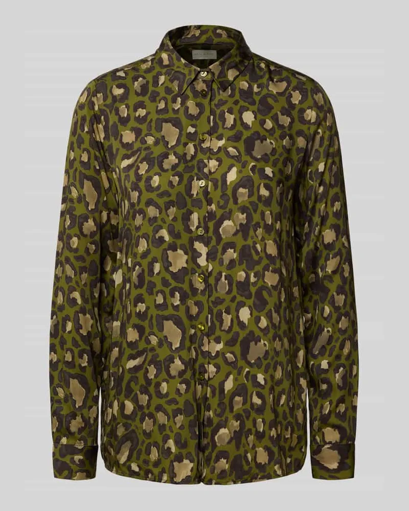 Milano Italy Regular Fit Bluse mit Manschetten Khaki