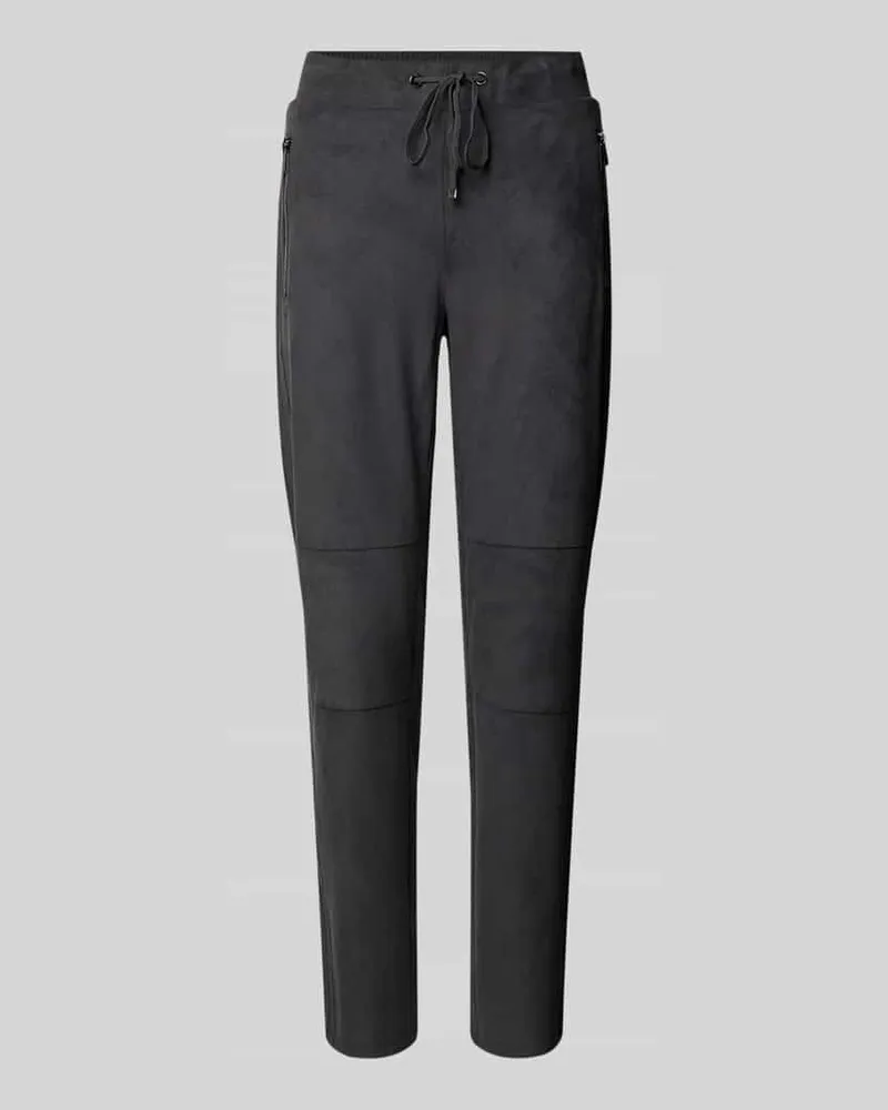S.Oliver Tapered Hose in Lederoptik mit Tunnelzug Anthrazit