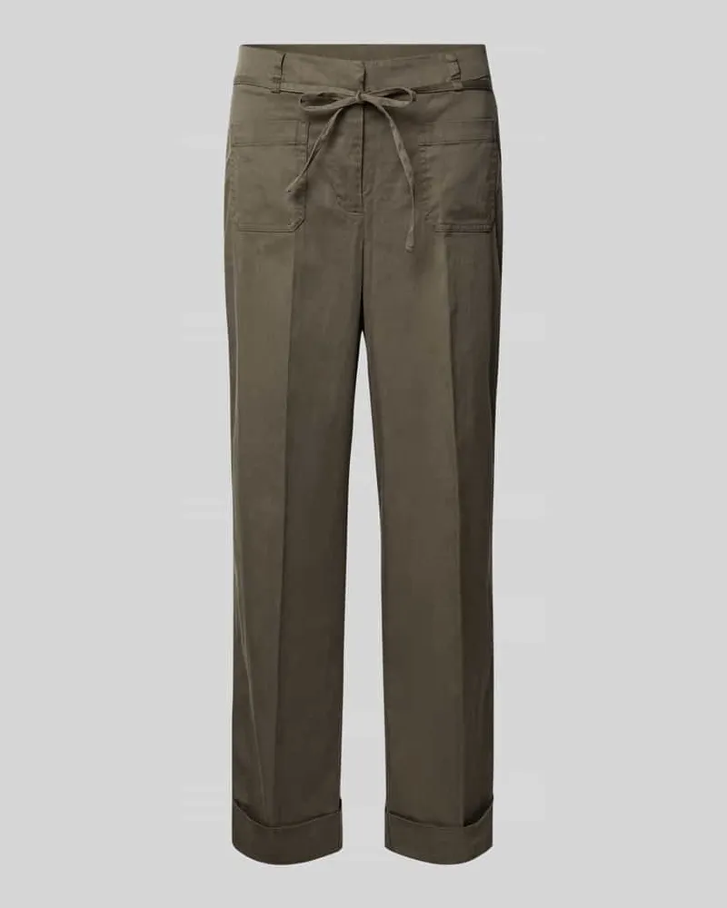 OPUS Straight Leg Stoffhose mit Bügelfalten Modell 'Meeri Khaki