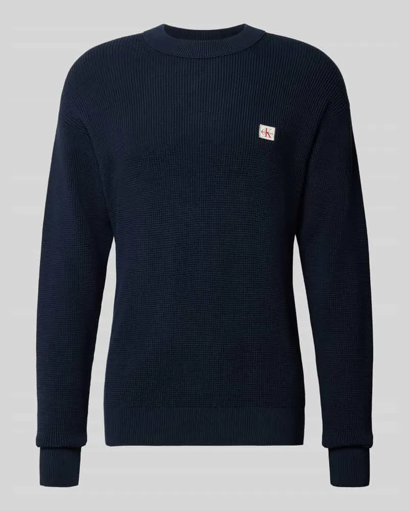 Calvin Klein Strickpullover mit Label-Patch Marine