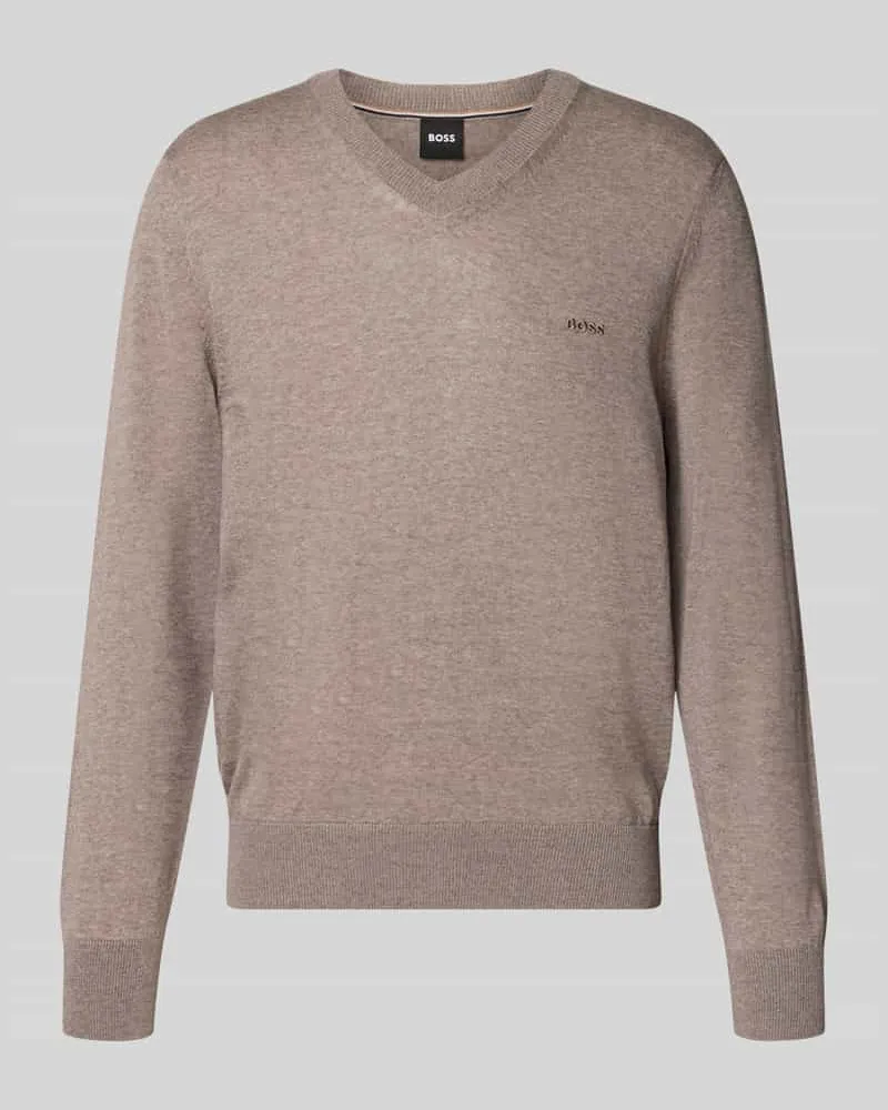 HUGO BOSS Pullover aus Wolle mit Logo-Stitching Beige