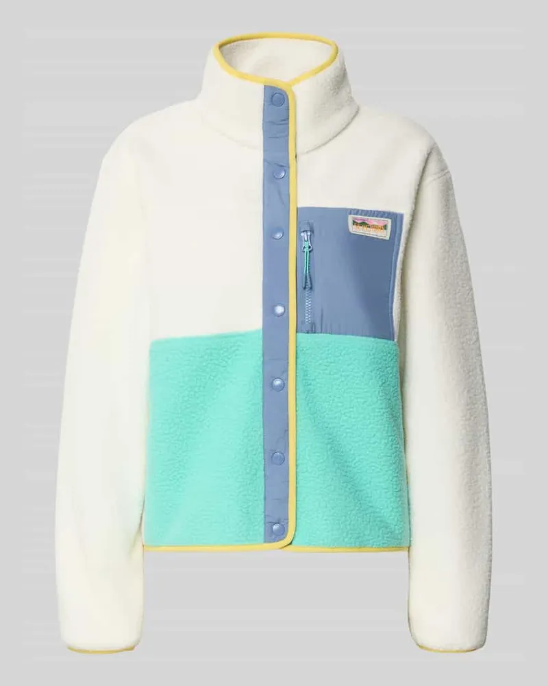 Superdry. Fleecejacke mit Brusttasche und Label-Patch Offwhite