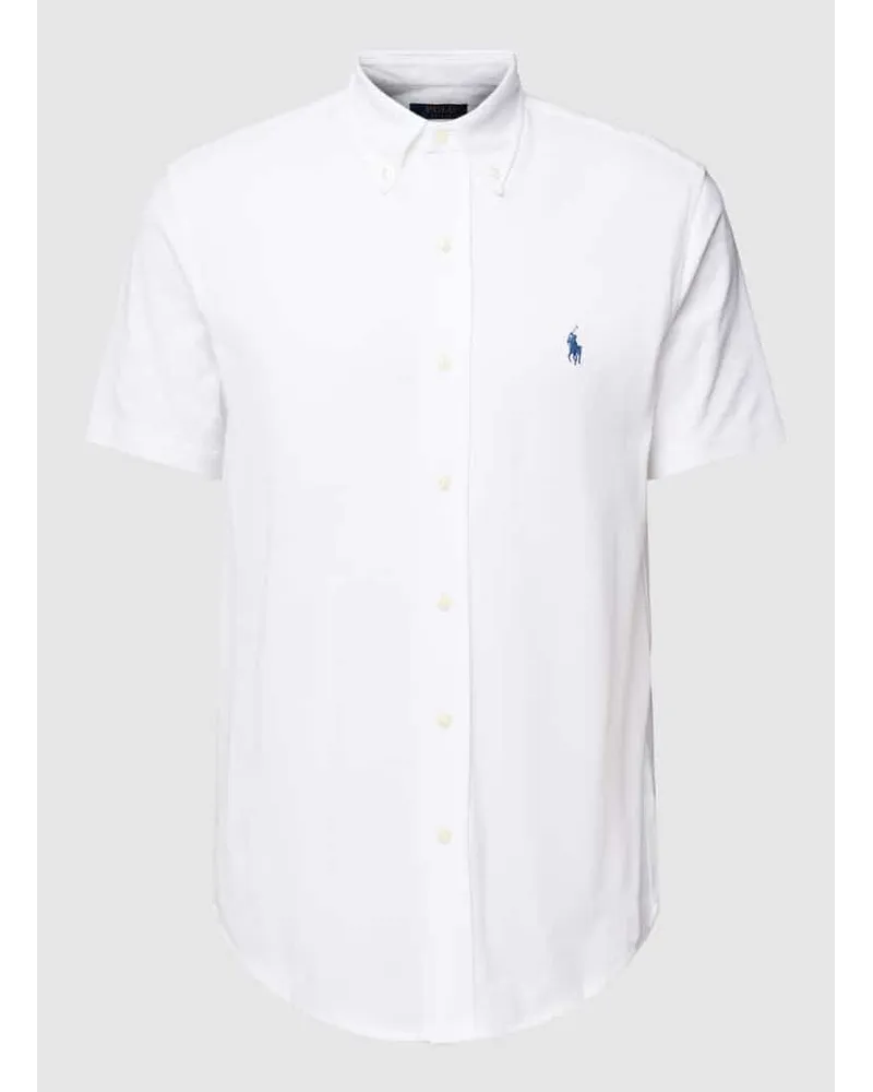 Ralph Lauren Freizeithemd mit Button-Down-Kragen und unifarbenem Design Weiss