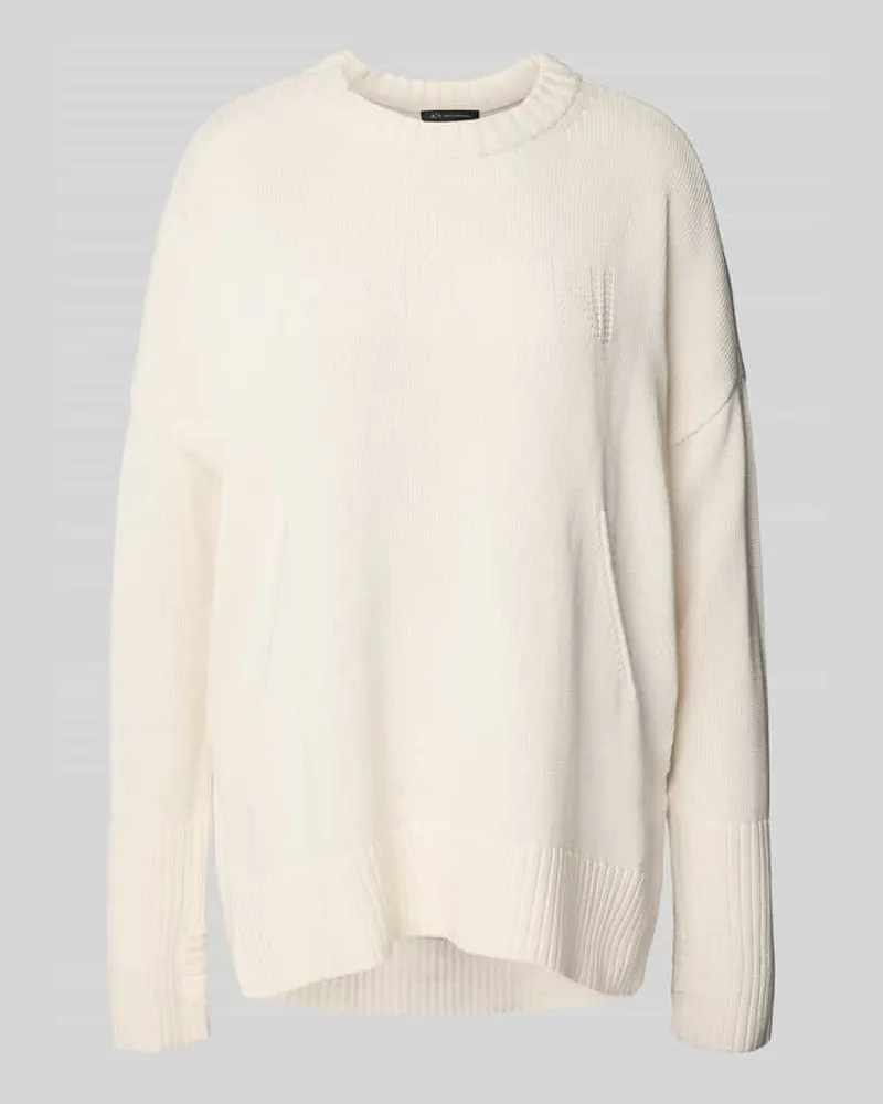 Armani Exchange Oversized Strickpullover mit gerippten Abschlüssen Offwhite
