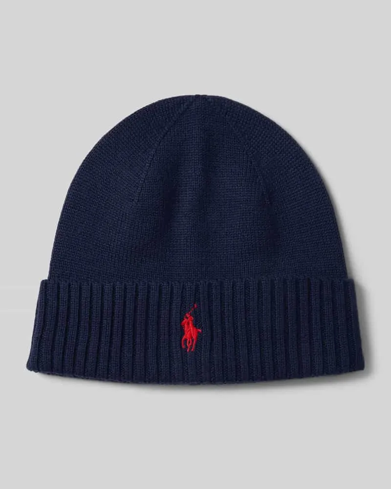 Ralph Lauren Beanie aus Wolle mit Label-Stitching Dunkelblau