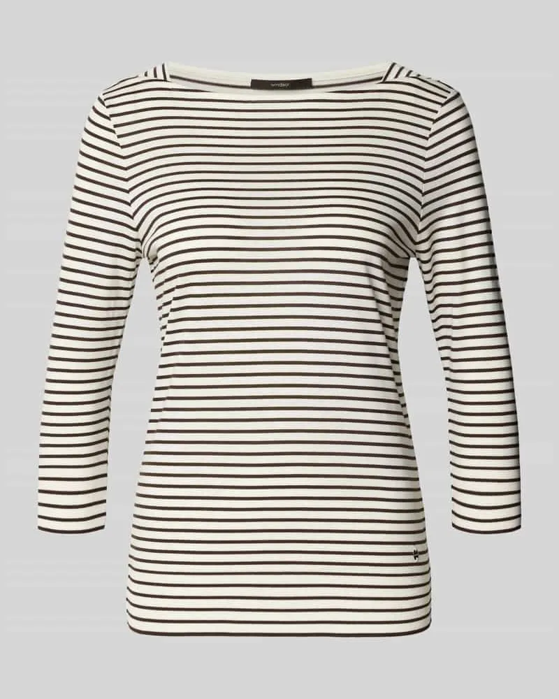 windsor. Regular Fit Longsleeve aus Lyocell-Mix Dunkelbraun