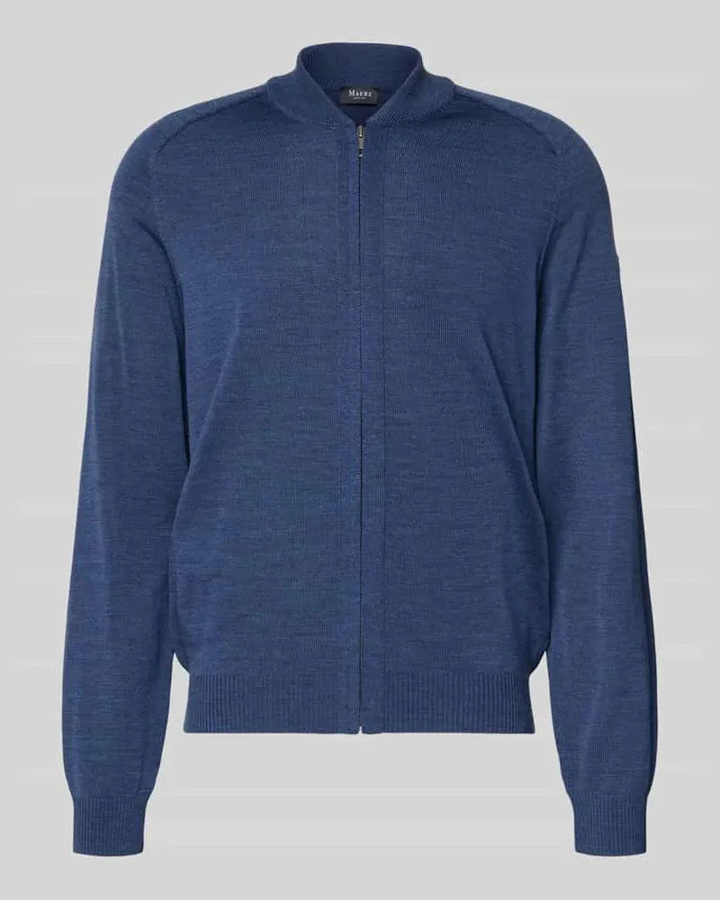 Maerz Strickjacke aus Schurwolle mit Reißverschluss Dunkelblau