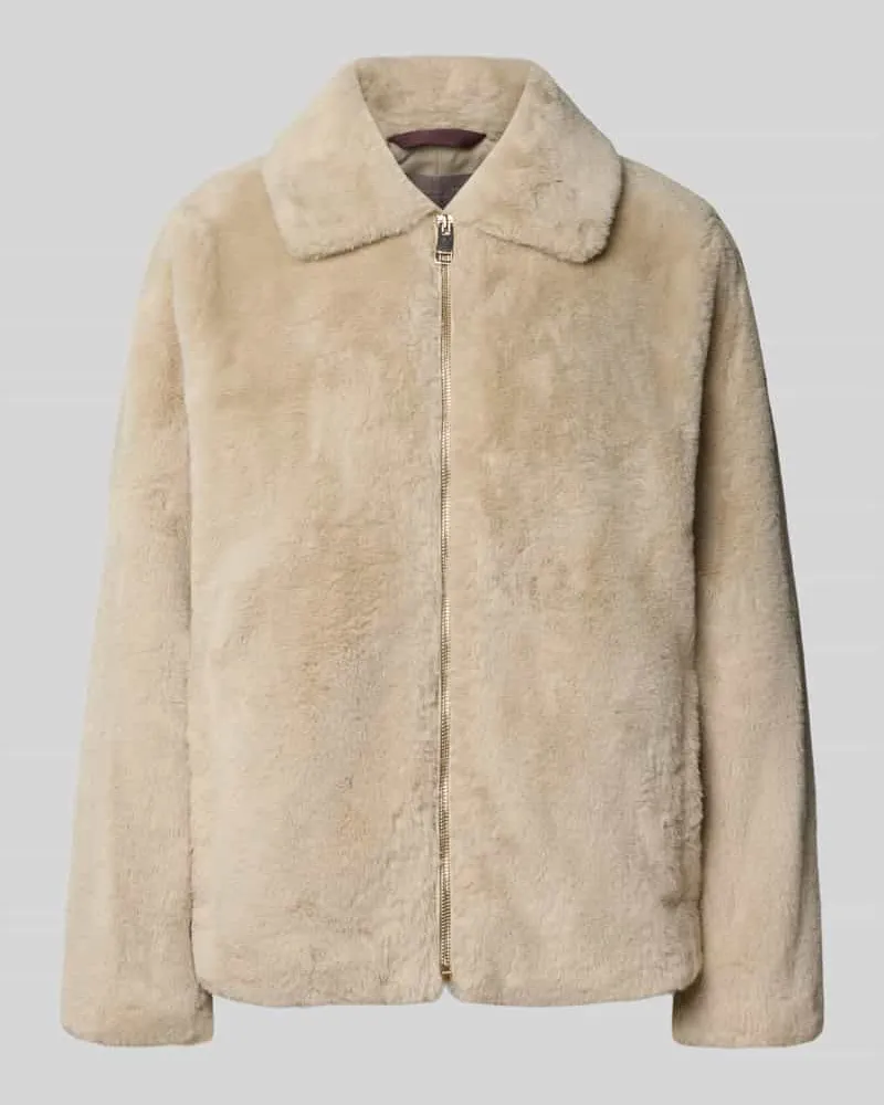Christian Berg Regular Fit Jacke aus Kunstfell mit Umlegekragen Kitt