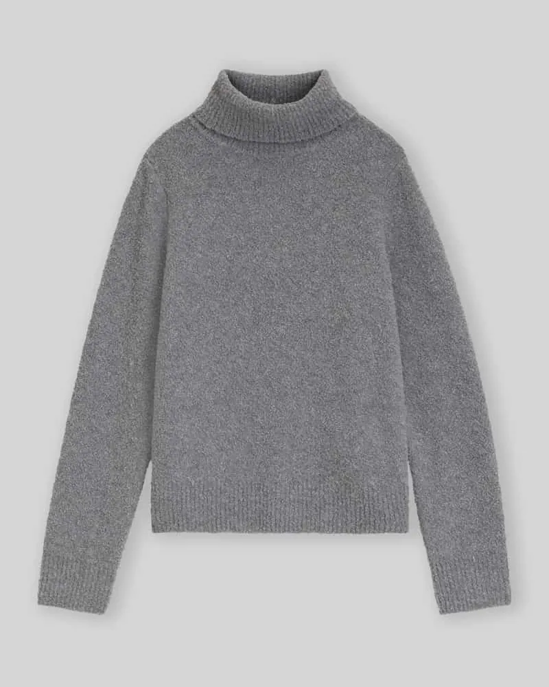 HUGO BOSS Regular Fit Turtleneck aus Wolle Kaschmir mit Rollkragen Hellgrau