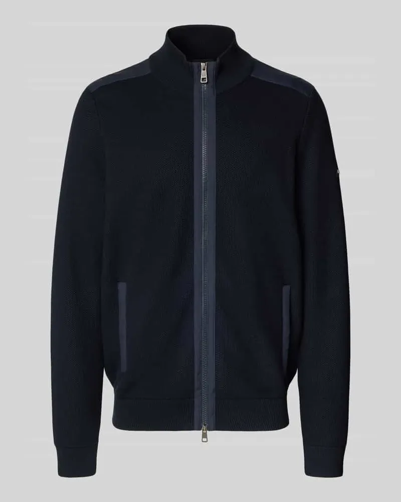 Bugatti Strickjacke mit Stehkragen Marine