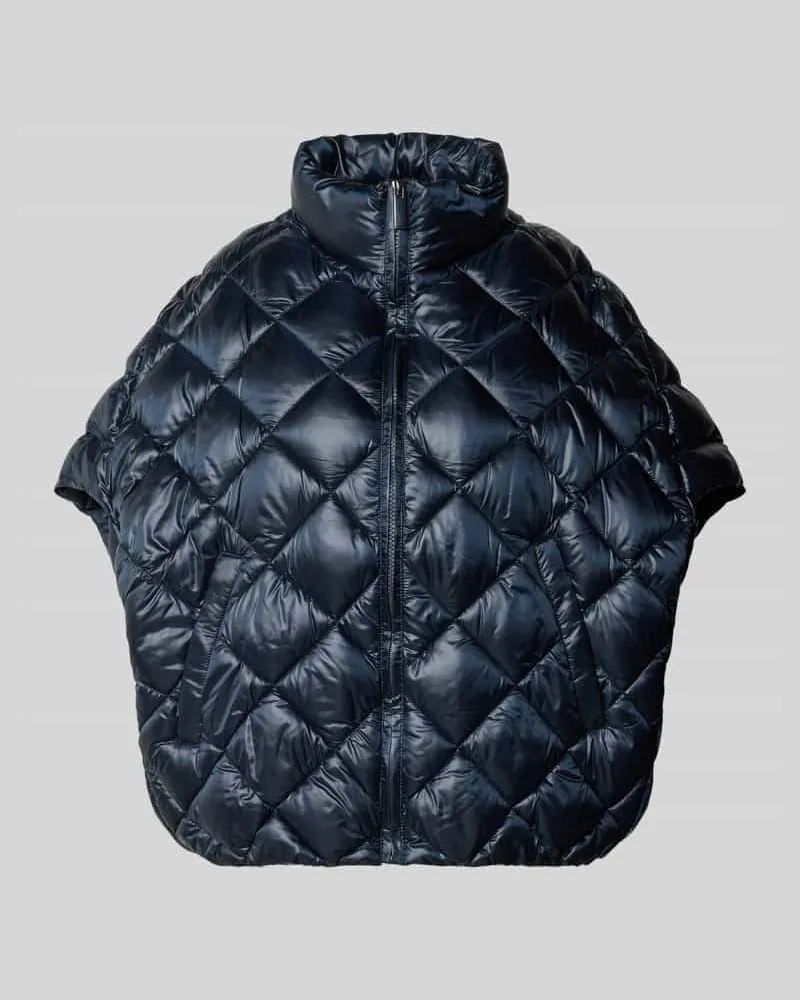 Stefanel Poncho mit Kappärmeln und Stehkragen Dunkelblau