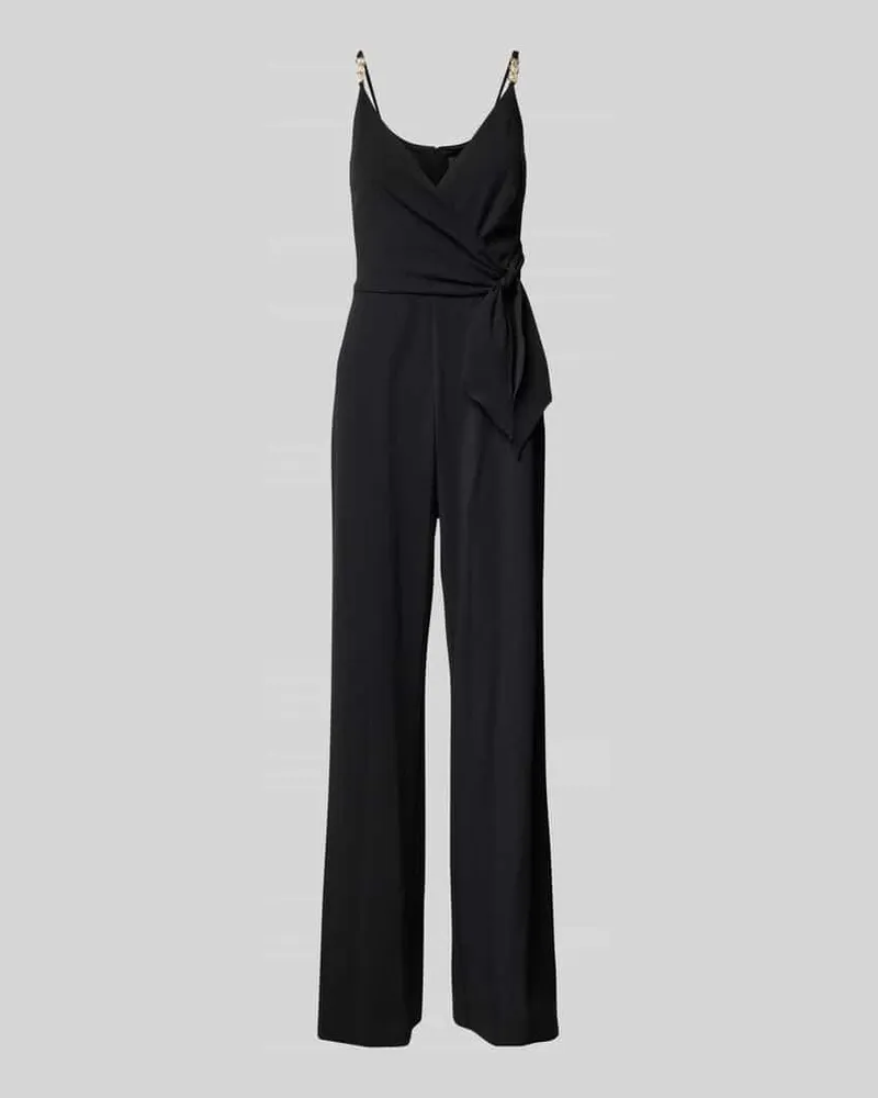 Adrianna Papell Jumpsuit mit Perlen und Knotendetail Black