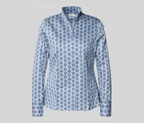 Slim Fit Bluse im Allover-Look mit Stehkragen