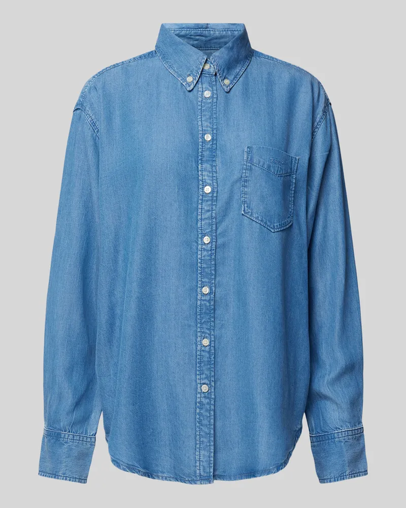 Gant Relaxed Fit Jeansbluse mit Button-Down-Kragen Hellblau