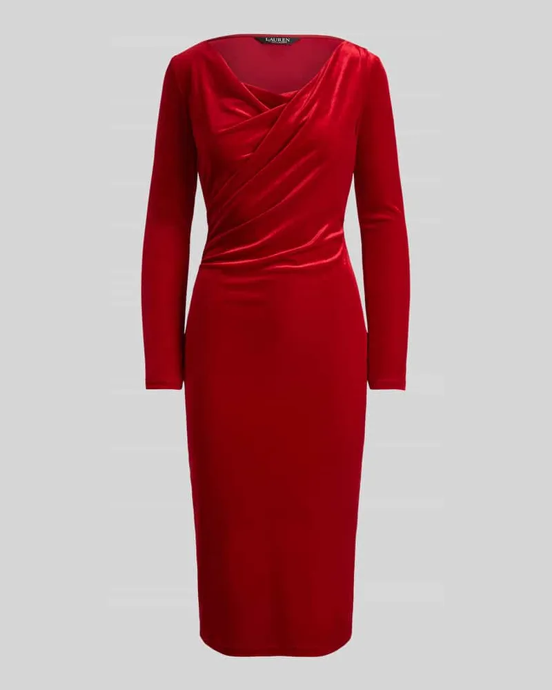 Ralph Lauren Midikleid mit Wasserfallausschnitt Rot