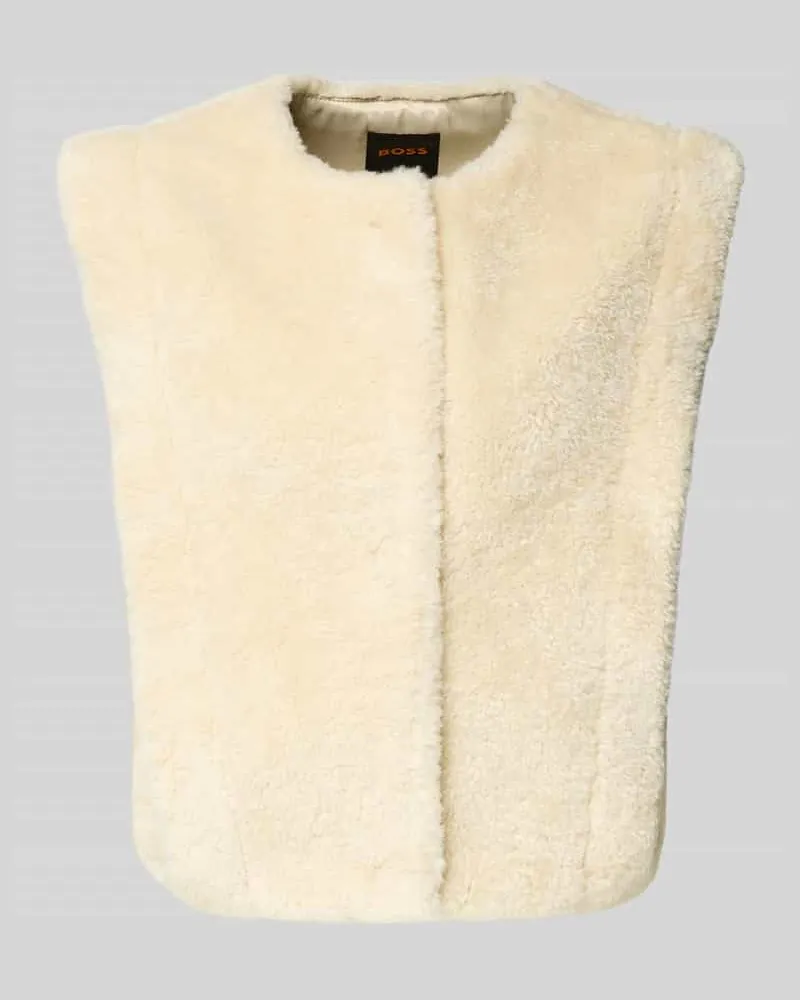HUGO BOSS Regular Fit Weste in Teddyfell-Optik Modell 'C_COSILA Ecru