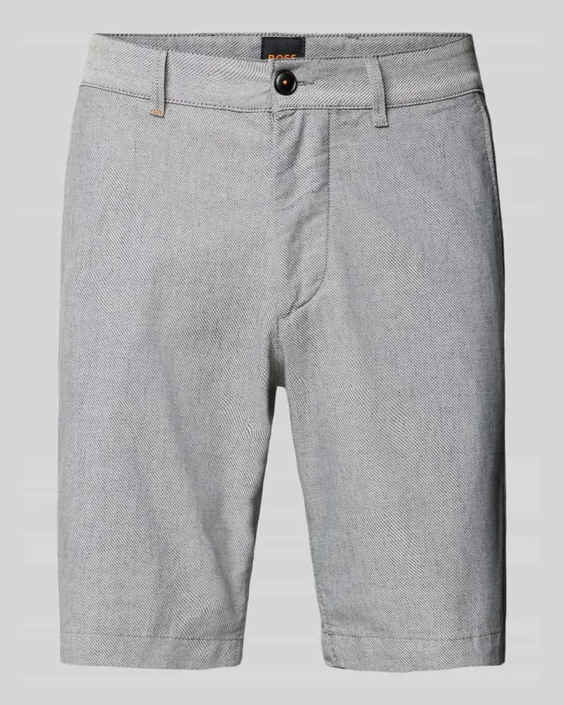 HUGO BOSS Slim Fit Bermudas mit Leinen-Anteil Blau