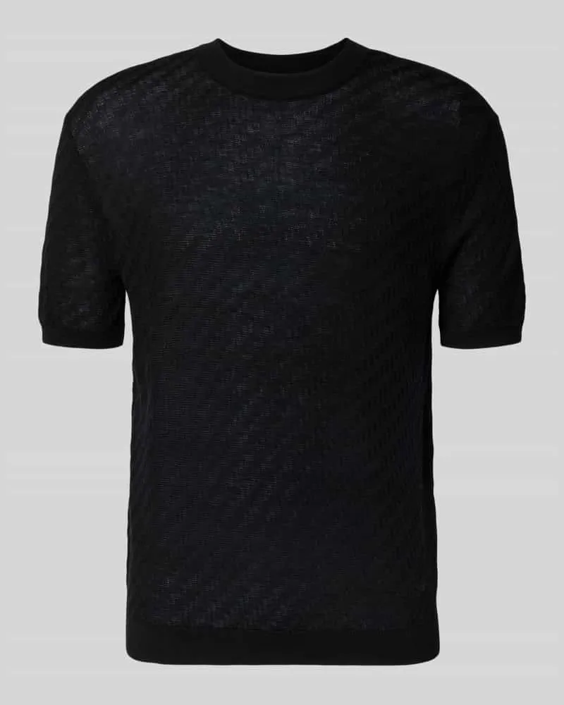 Emporio Armani Slim Fit T-Shirt mit Lyocell- und Woll-Anteil Black