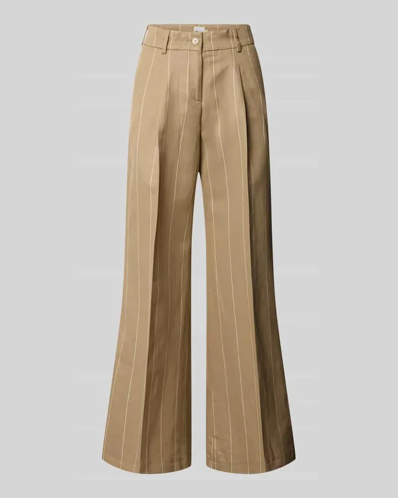 Brax Wide Leg Hose aus Baumwoll-Leinen-Mix Modell 'MARLENE Beige