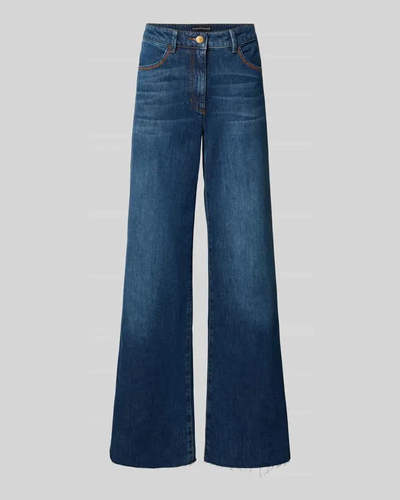 Luisa Cerano Flared Fit Jeans aus elastischem Baumwoll-Mix mit Gürtelschlaufen Jeansblau