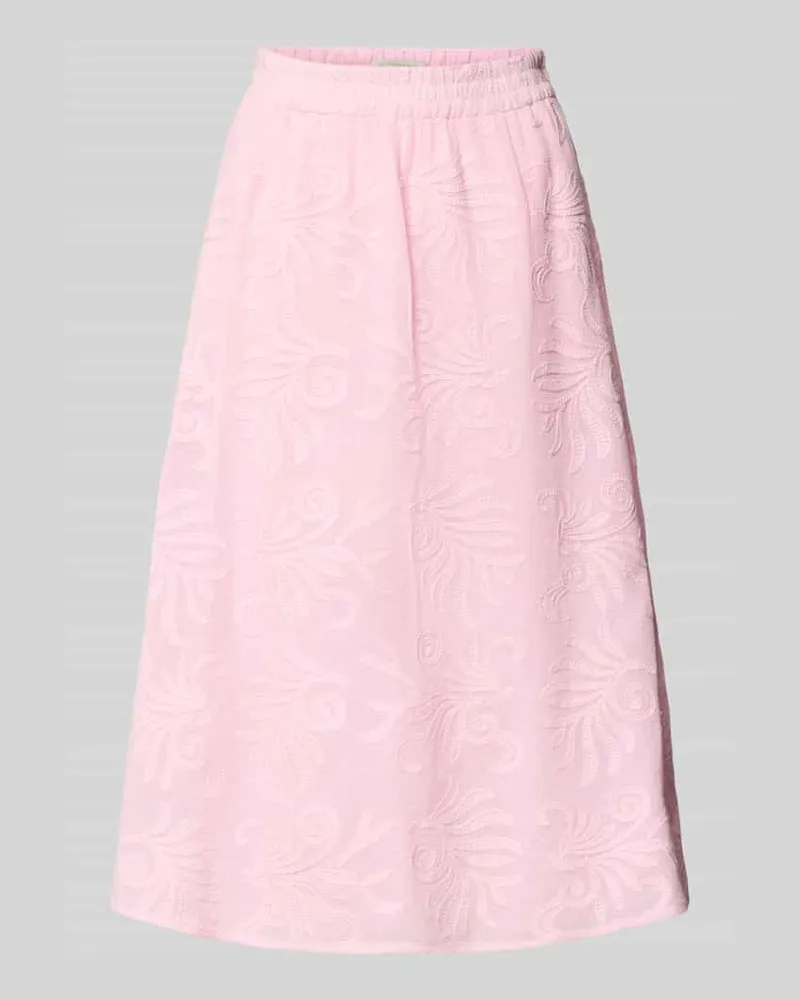 Milano Italy Midirock mit Spitze und elastischem Bund Rosa