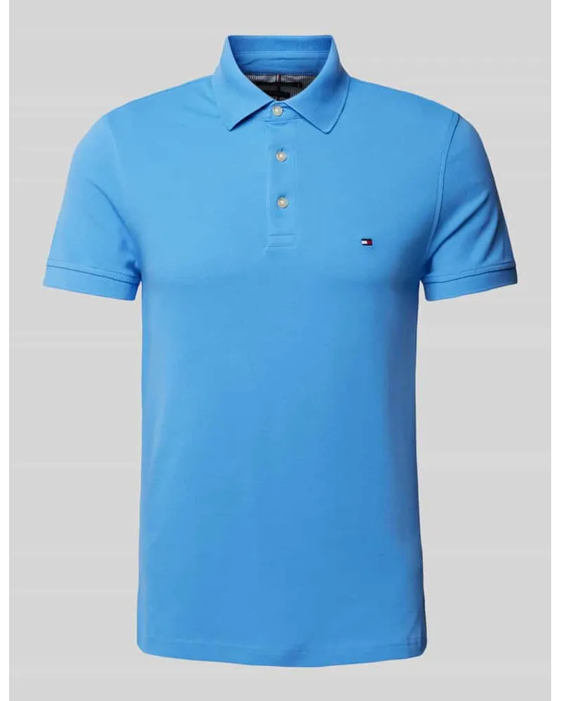 Tommy Hilfiger Slim Fit Poloshirt mit Label-Stitching Aqua