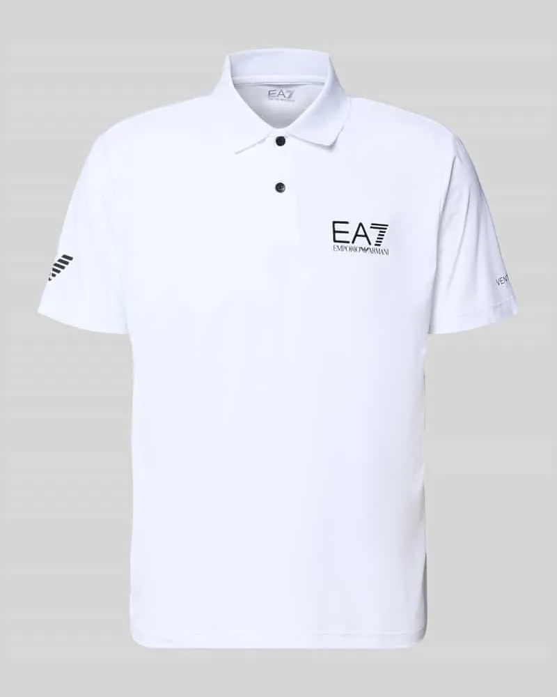 EA7 Regular Fit Poloshirt mit Logo Weiss