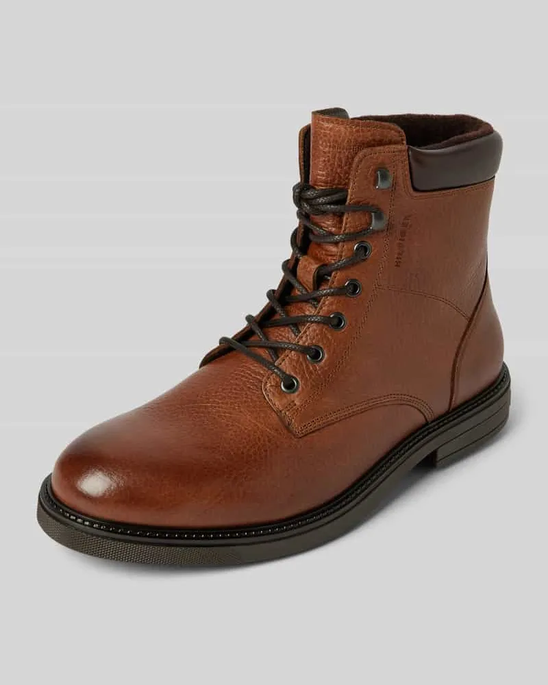 Tommy Hilfiger Lederboots mit Label-Details Cognac