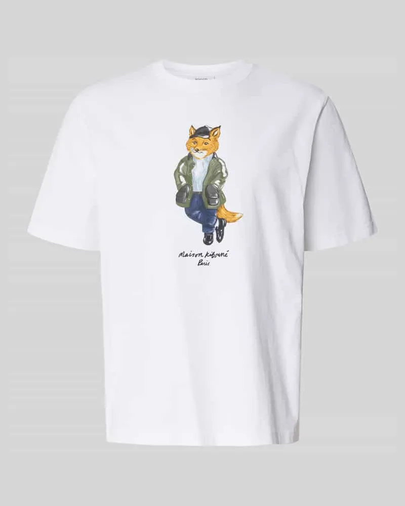 Kitsuné Regular Fit T-Shirt aus reiner Baumwolle Weiss