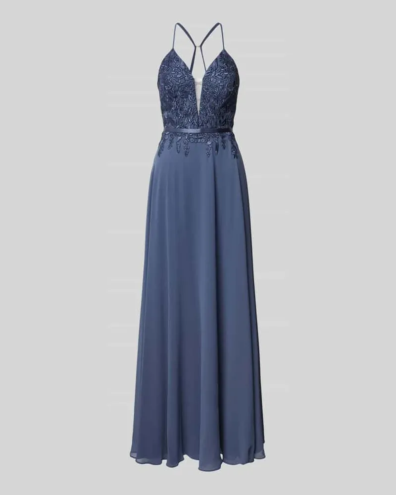Vera Mont Abendkleid mit Häkelspitze Hellblau