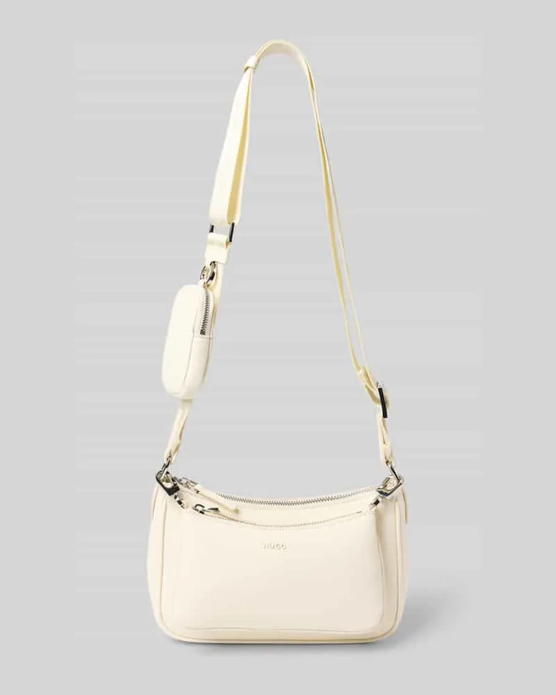 HUGO BOSS Handtasche mit verstellbarem Schulterriemen Modell 'Bel 2.0 Ecru