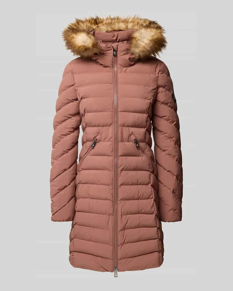 Superdry. Regular Fit Steppmantel mit Kunstfellbesatz Modell 'Fuji Hellbraun