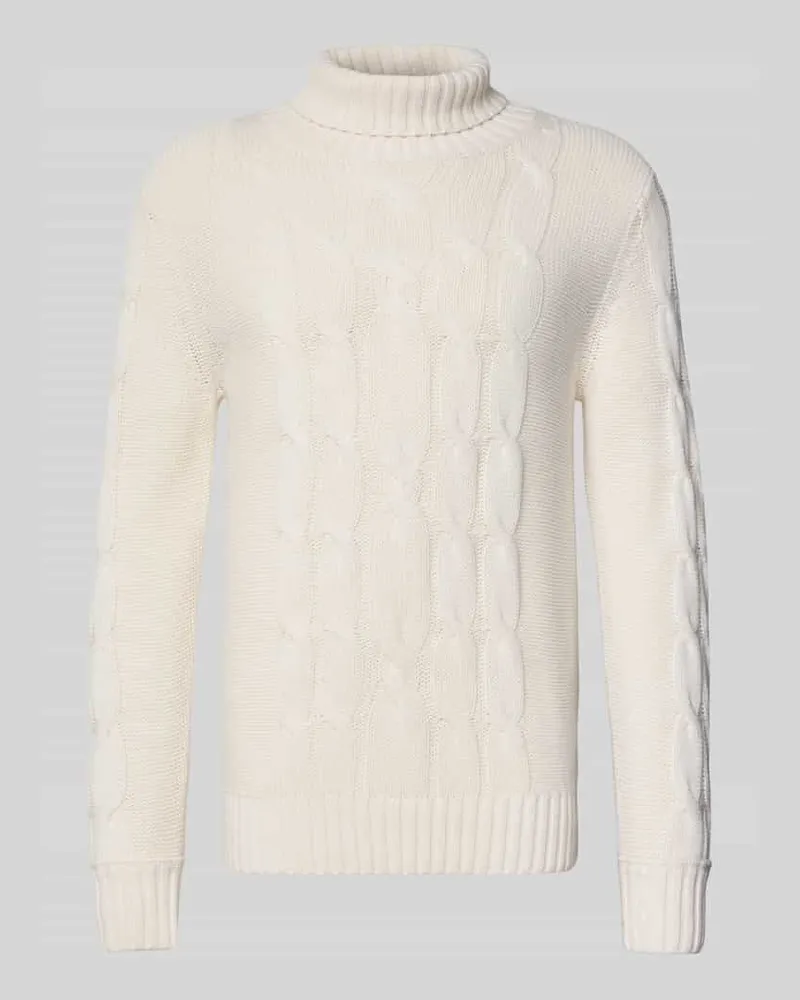 FTC Cashmere Strickpullover aus Baumwoll-Kaschmir-Mix Offwhite