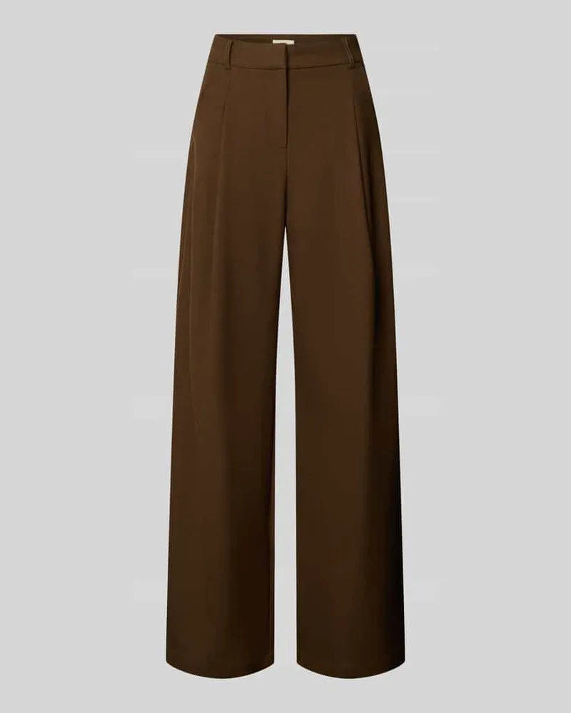 Suncoo Wide Leg Hose mit Bundfalten Modell 'JOKER Schoko