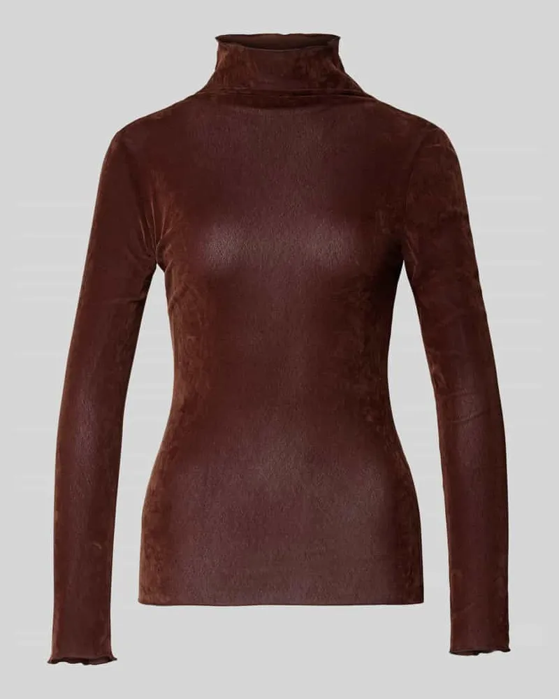 Luisa Cerano Longshirt mit Stehkragen Dunkelbraun