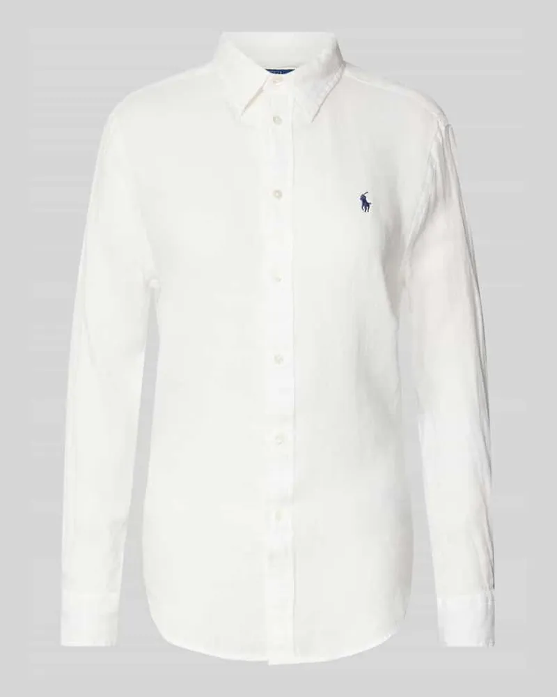 Ralph Lauren Loose Fit Hemdbluse aus reinem Leinen Weiss